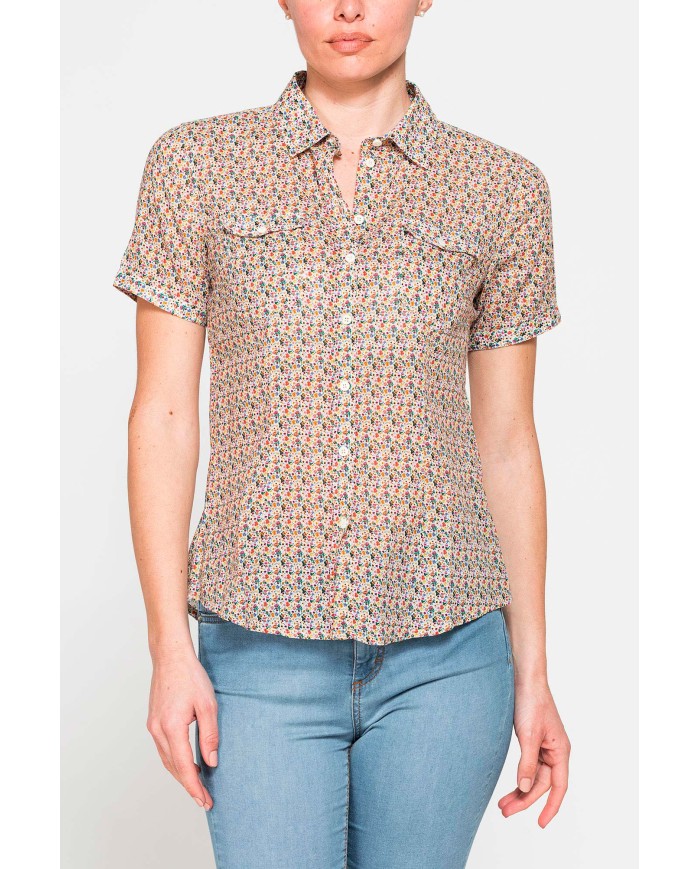 CAMICIA A MANICA CORTA IN MUSSOLA DI COTONE