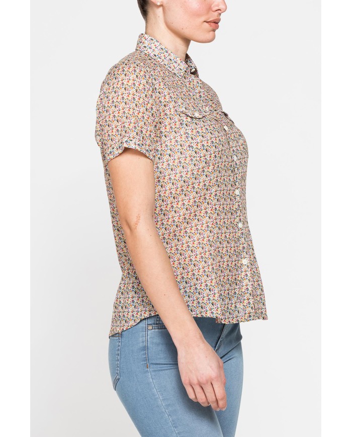 CAMICIA A MANICA CORTA IN MUSSOLA DI COTONE