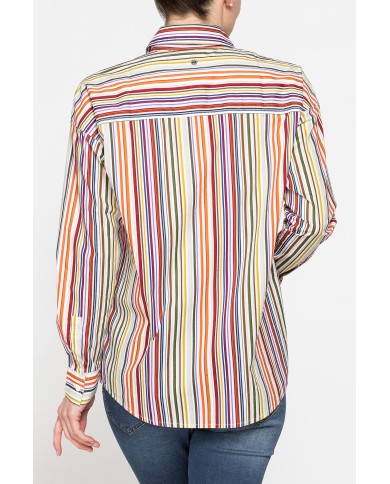 CAMICIA BOYFRIEND A RIGHE IN MUSSOLA DI PURO COTONE CAMICIA BOYFRIEND A RIGHE IN MUSSOLA DI PURO COTONE
