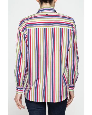 CAMICIA BOYFRIEND A RIGHE IN MUSSOLA DI PURO COTONE CAMICIA BOYFRIEND A RIGHE IN MUSSOLA DI PURO COTONE