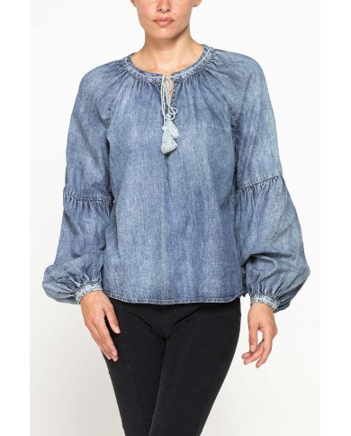 BLUSA IN DENIM LEGGERO STILE GYPSY BLUSA IN DENIM LEGGERO STILE GYPSY