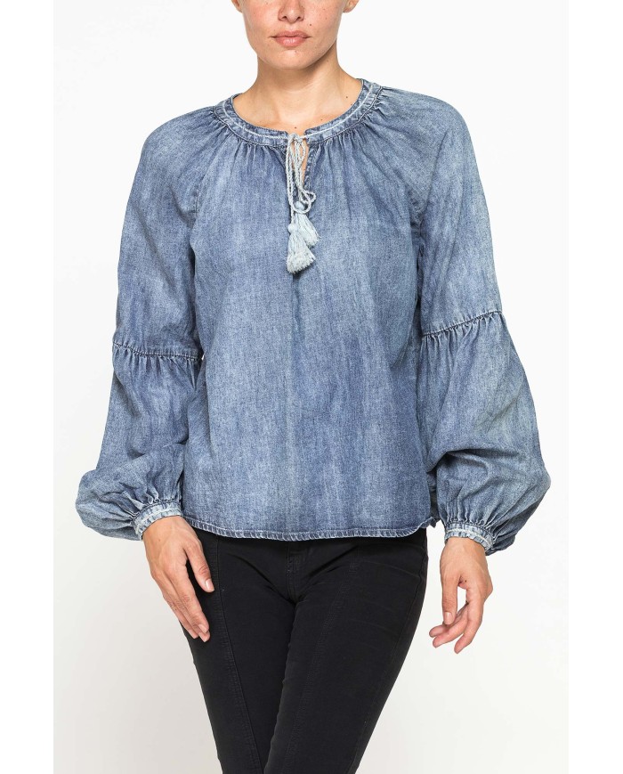 BLUSA IN DENIM LEGGERO STILE GYPSY