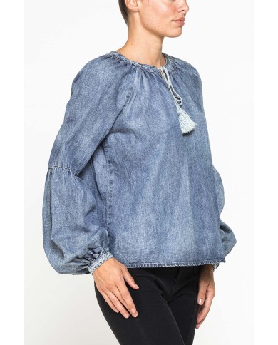BLUSA IN DENIM LEGGERO STILE GYPSY BLUSA IN DENIM LEGGERO STILE GYPSY