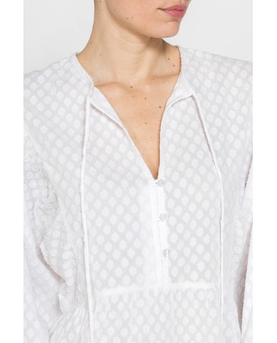CAMICIA AMPIA IN COTONE LAVORATO CAMICIA AMPIA IN COTONE LAVORATO