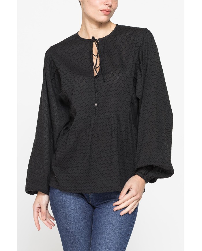 CAMICIA AMPIA IN COTONE LAVORATO