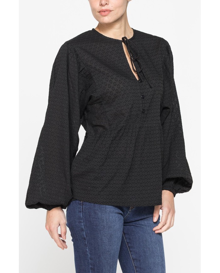 CAMICIA AMPIA IN COTONE LAVORATO