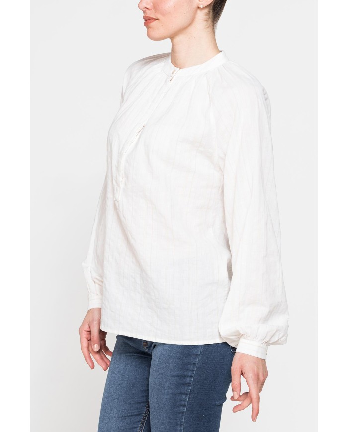CAMICIA OVERSIZE CON PIEGHE IN LINO COTONE