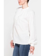 CAMICIA OVERSIZE CON PIEGHE IN LINO COTONE