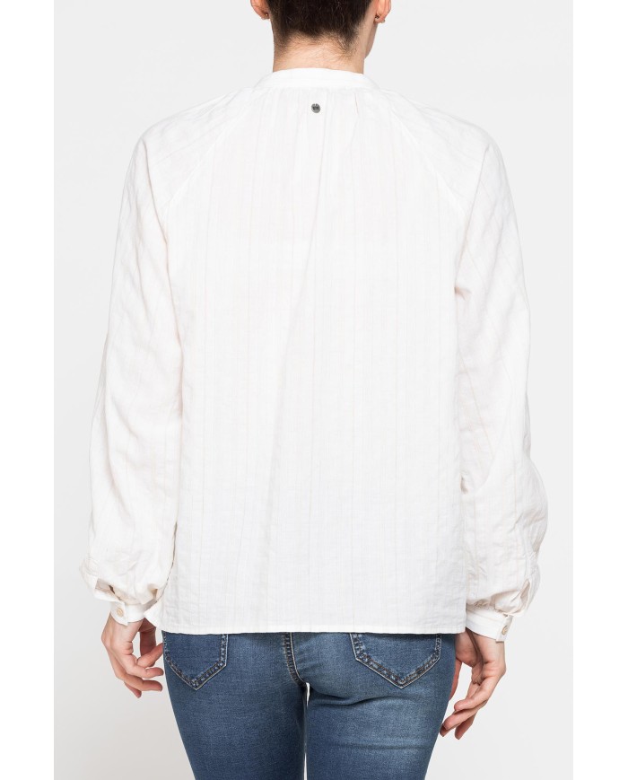 CAMICIA OVERSIZE CON PIEGHE IN LINO COTONE
