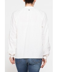 CAMICIA OVERSIZE CON PIEGHE IN LINO COTONE