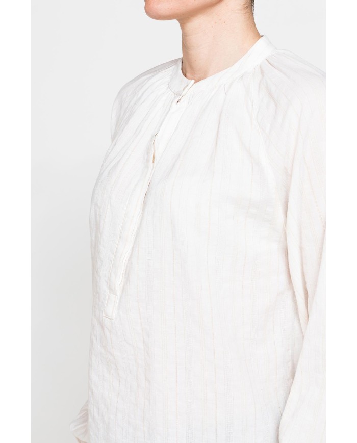 CAMICIA OVERSIZE CON PIEGHE IN LINO COTONE