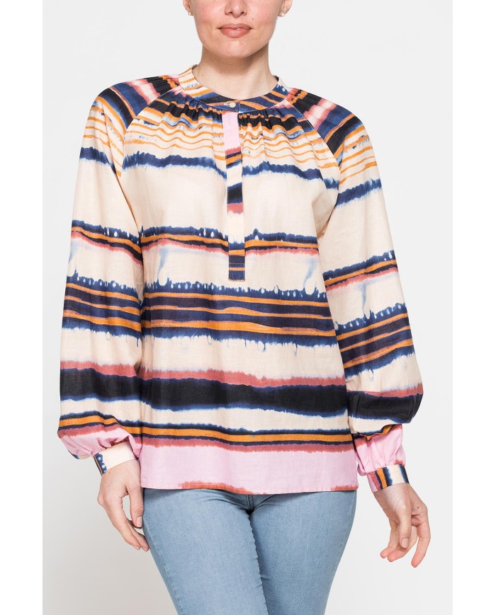 CAMICIA OVERSIZE CON PIEGHE IN LINO COTONE