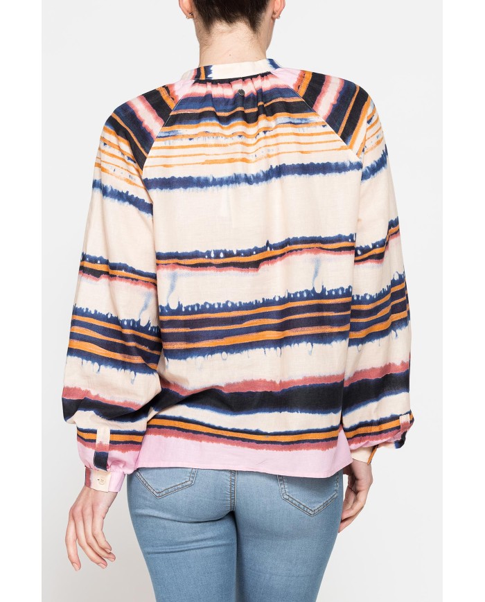 CAMICIA OVERSIZE CON PIEGHE IN LINO COTONE