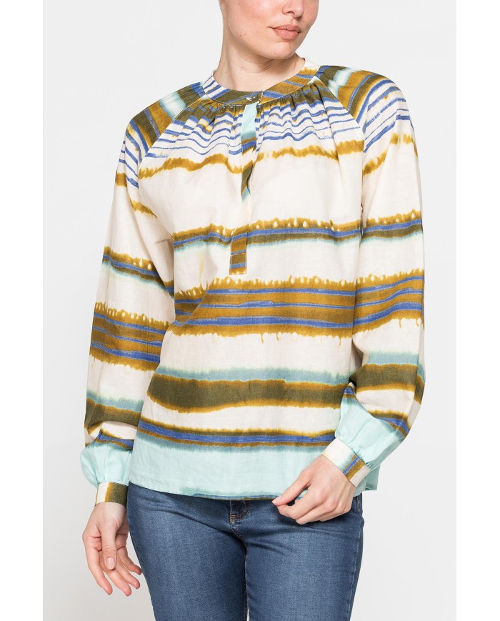 CAMICIA OVERSIZE CON PIEGHE IN LINO COTONE