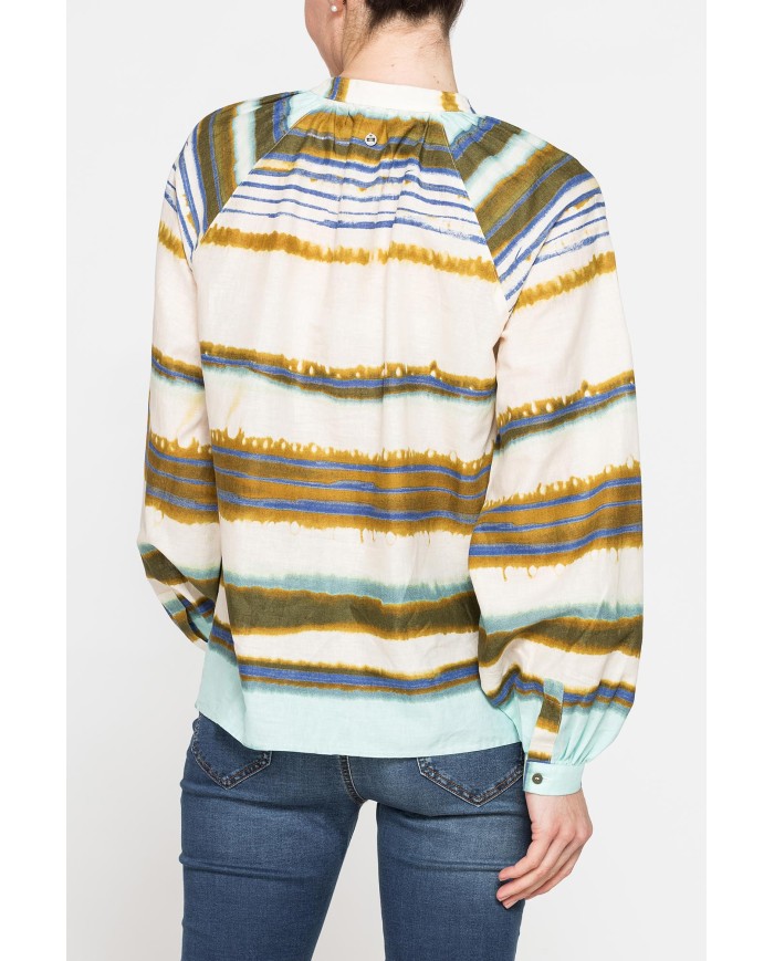 CAMICIA OVERSIZE CON PIEGHE IN LINO COTONE