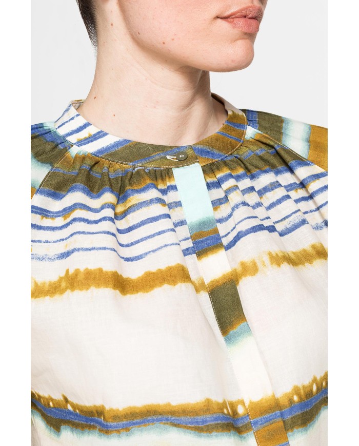 CAMICIA OVERSIZE CON PIEGHE IN LINO COTONE