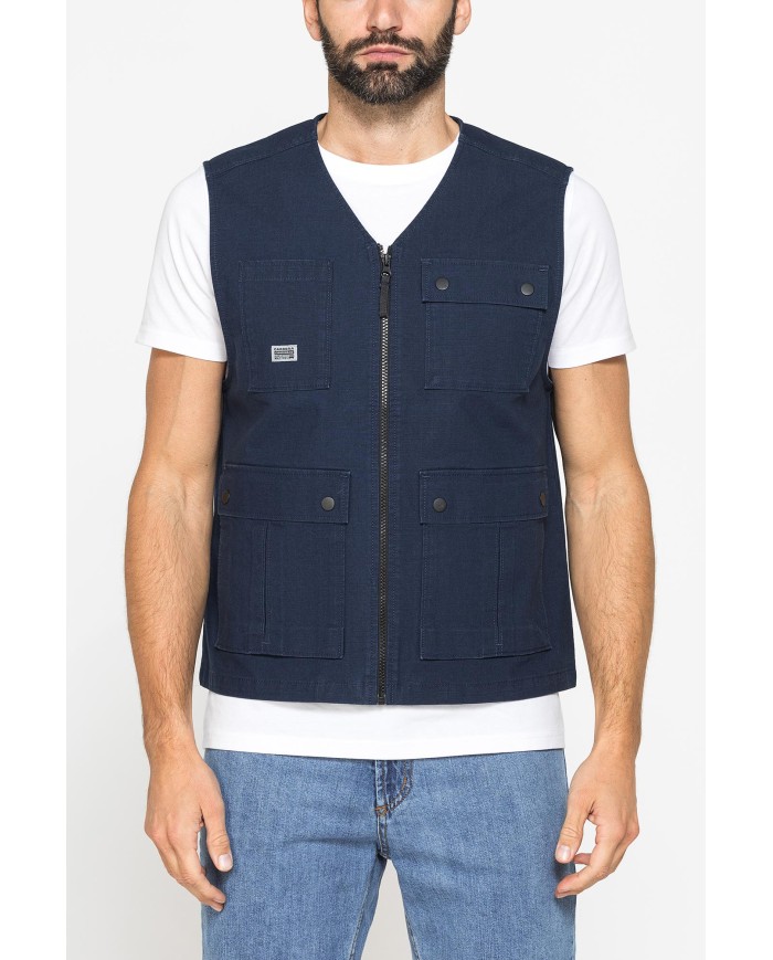 GILET MULTITASCHE UTILITY IN RIPSTOP CON CHIUSURA ZIP