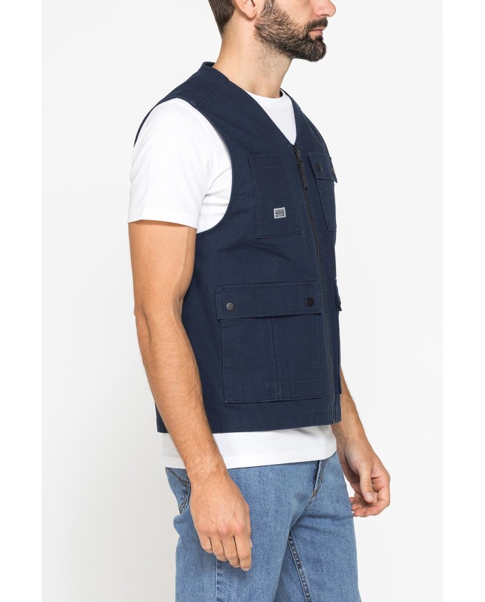 GILET MULTITASCHE UTILITY IN RIPSTOP CON CHIUSURA ZIP