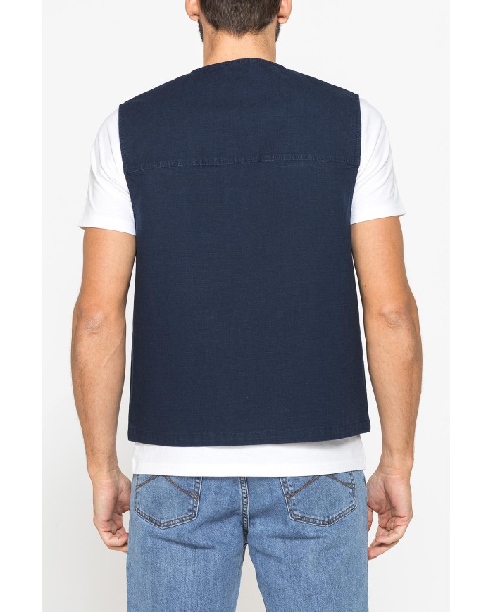 GILET MULTITASCHE UTILITY IN RIPSTOP CON CHIUSURA ZIP