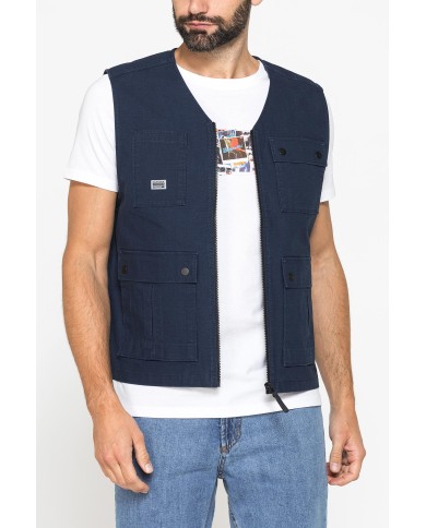 GILET MULTITASCHE UTILITY IN RIPSTOP CON CHIUSURA ZIP