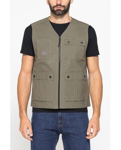 GILET MULTITASCHE UTILITY IN RIPSTOP CON CHIUSURA ZIP
