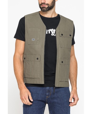 GILET MULTITASCHE UTILITY IN RIPSTOP CON CHIUSURA ZIP