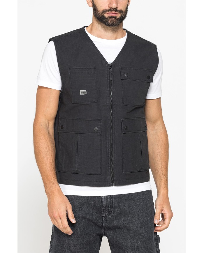 GILET MULTITASCHE UTILITY IN RIPSTOP CON CHIUSURA ZIP