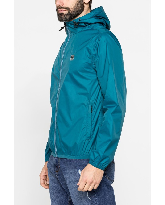 GIUBBINO ANTIVENTO TASCABILE CON ZIP E CAPPUCCIO