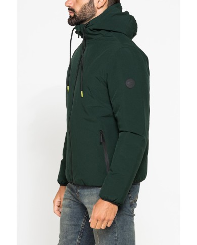 GIUBBOTTO IN TESSUTO TECNICO IMBOTTITO CON CAPPUCCIO