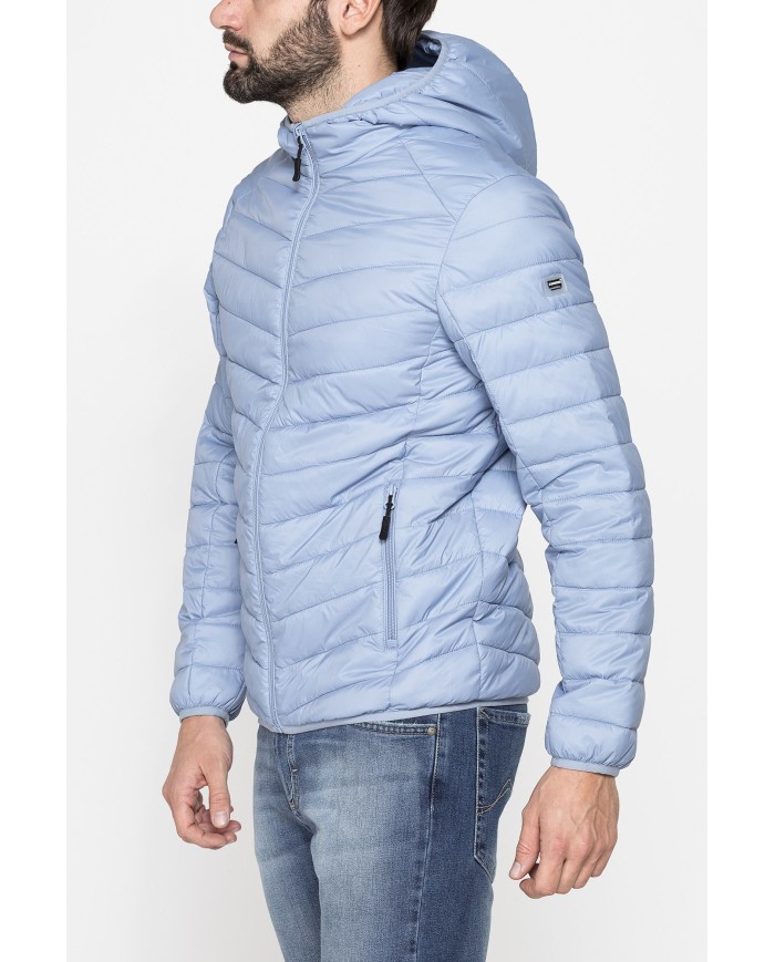 GIUBBINO MANICA LUNGA CON CAPPUCCIO ULTRA LIGHT - TESSUTO ED IMBOTTITURA IN MATERIALE  RICICLATO