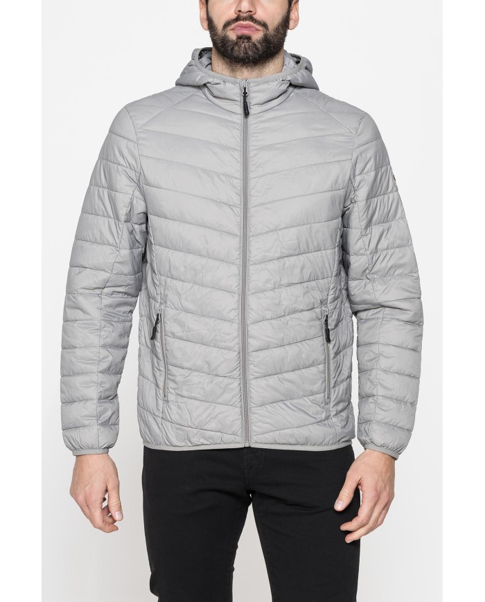 GIUBBINO MANICA LUNGA CON CAPPUCCIO ULTRA LIGHT - TESSUTO ED IMBOTTITURA IN MATERIALE  RICICLATO