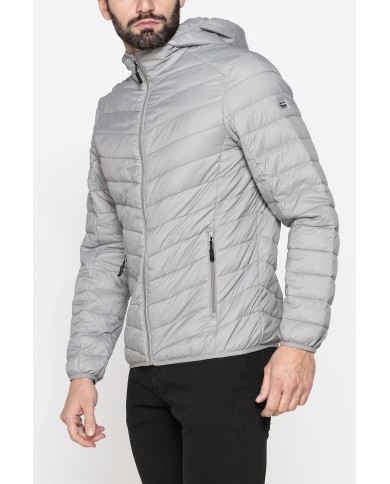 GIUBBINO MANICA LUNGA CON CAPPUCCIO ULTRA LIGHT - TESSUTO ED IMBOTTITURA IN MATERIALE  RICICLATO