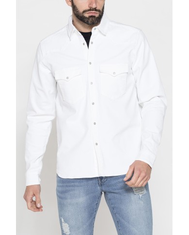 GIACCA MANICA LUNGA IN BULL DENIM EFFETTO VINTAGE