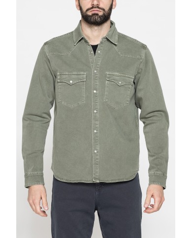 GIACCA MANICA LUNGA IN BULL DENIM EFFETTO VINTAGE