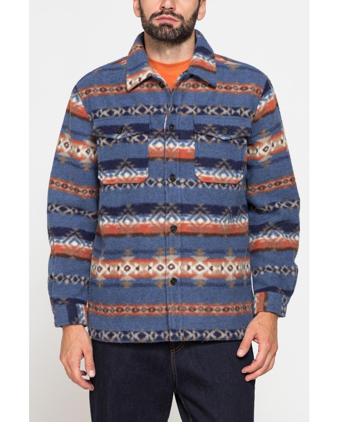 GIACCA CAMICIA IN TESSUTO PESANTE STAMPATO TIPO PILE