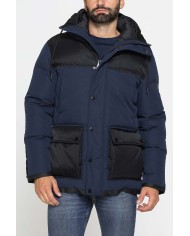 GIACCONE IMBOTTITO CON CAPPUCCIO COLOR BLOCK