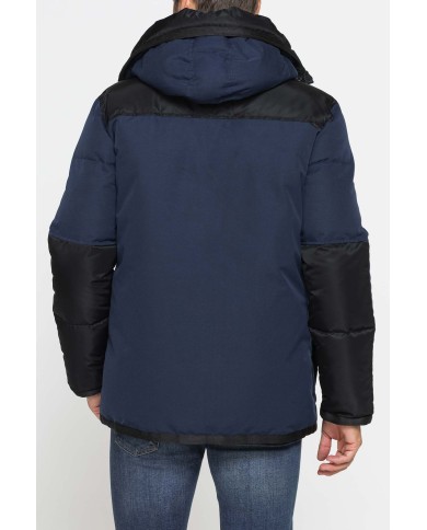 GIACCONE IMBOTTITO CON CAPPUCCIO COLOR BLOCK