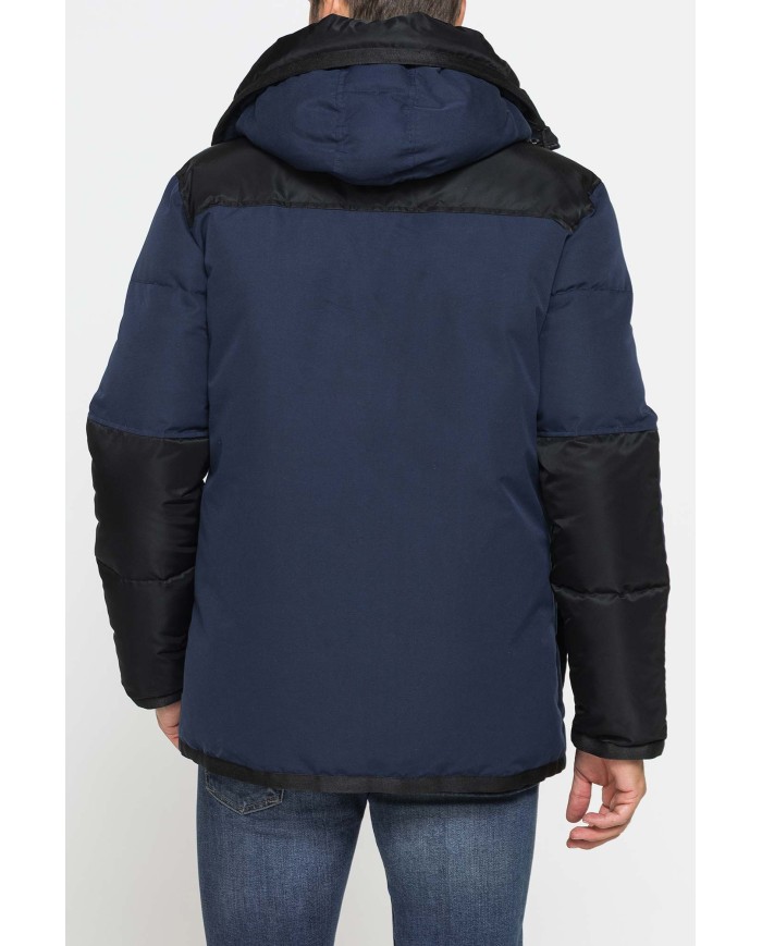 GIACCONE IMBOTTITO CON CAPPUCCIO COLOR BLOCK