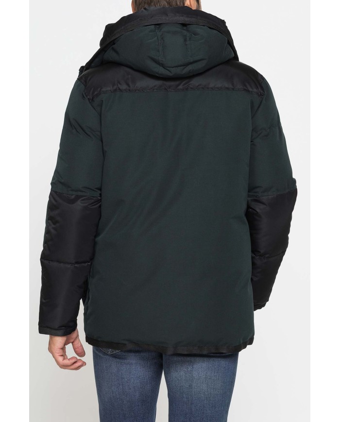 GIACCONE IMBOTTITO CON CAPPUCCIO COLOR BLOCK