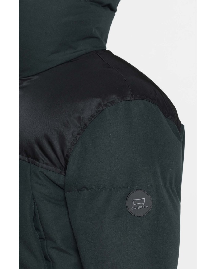 GIACCONE IMBOTTITO CON CAPPUCCIO COLOR BLOCK