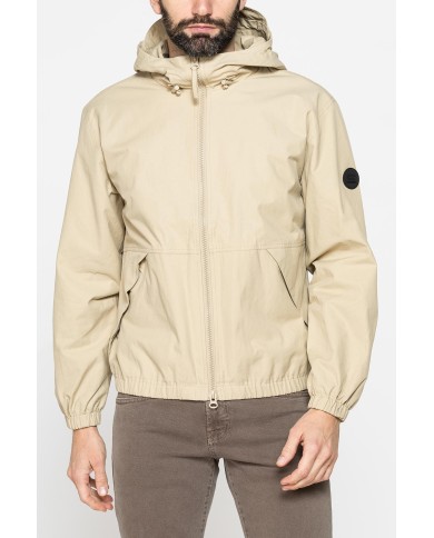 GIACCA CON ZIP E CAPUCCIO IN TESSUTO MANO COTONE