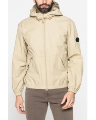 GIACCA CON ZIP E CAPUCCIO IN TESSUTO MANO COTONE