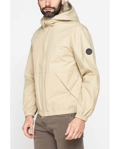 GIACCA CON ZIP E CAPUCCIO IN TESSUTO MANO COTONE