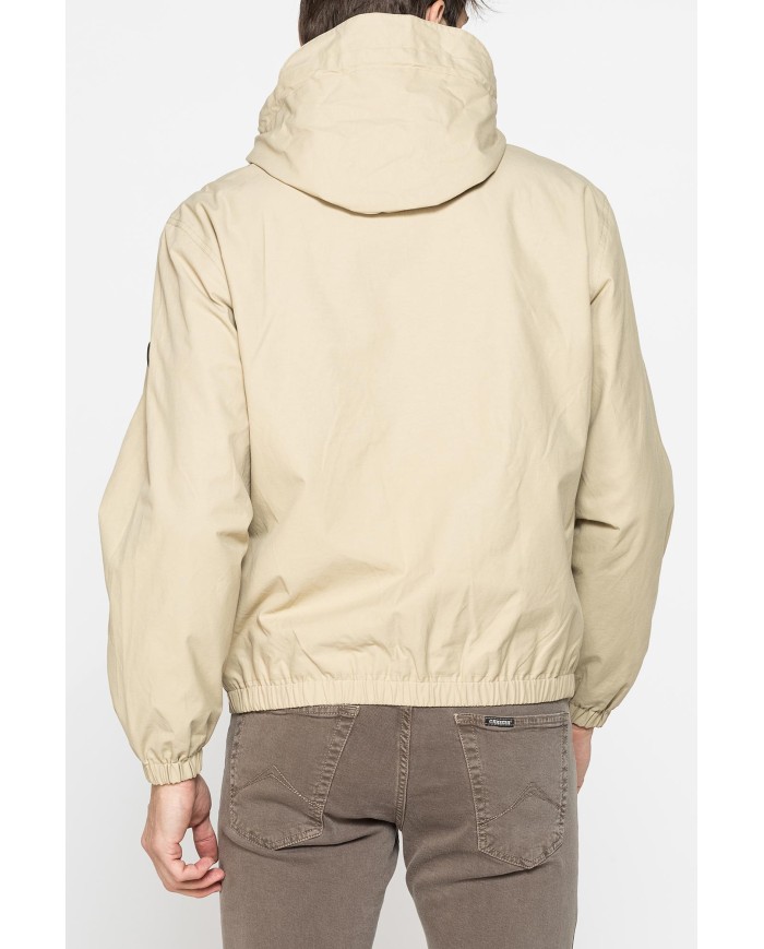 GIACCA CON ZIP E CAPUCCIO IN TESSUTO MANO COTONE