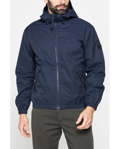 GIACCA CON ZIP E CAPUCCIO IN TESSUTO MANO COTONE