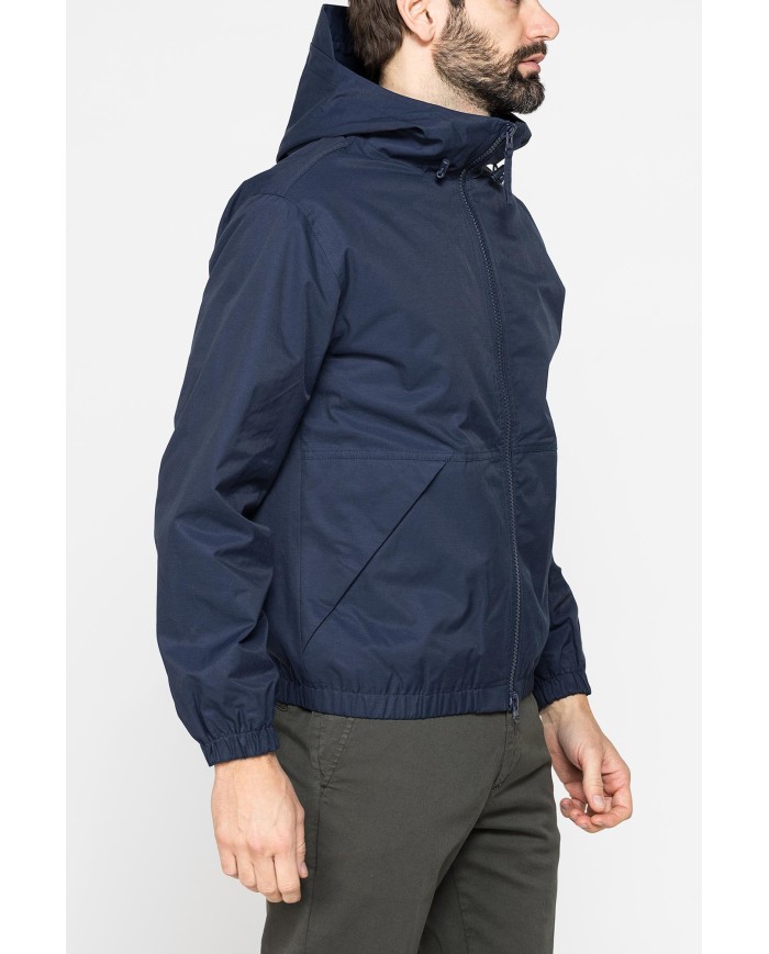 GIACCA CON ZIP E CAPUCCIO IN TESSUTO MANO COTONE