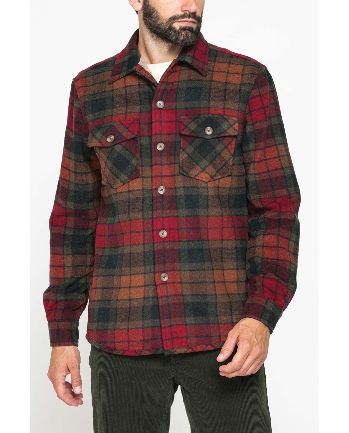 GIACCA CAMICIA IN FLANELLA CON INTERNO IN FINTO AGNELLINO "SHERPA"