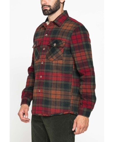 GIACCA CAMICIA IN FLANELLA CON INTERNO IN FINTO AGNELLINO "SHERPA"