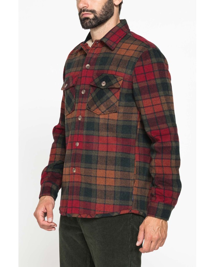 GIACCA CAMICIA IN FLANELLA CON INTERNO IN FINTO AGNELLINO "SHERPA"