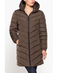 GIUBBINO MIDI CON CAPPUCCIO IN TESSUTO OPACO